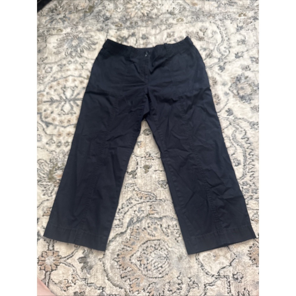Talbots Capri Pants 6 Petite - Adjustable - Navy - Buttons/Pockets- Lightweight